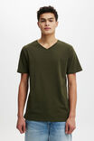 Organic V-Neck T-Shirt, DUFFLE GREEN - alternate image 1