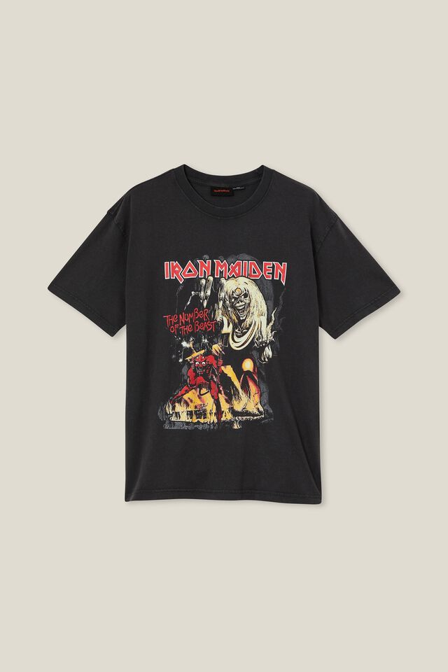 Iron Maiden Loose Fit T-Shirt, LCN GM WASHED BLACK/IRON MAIDEN - THE BEAST