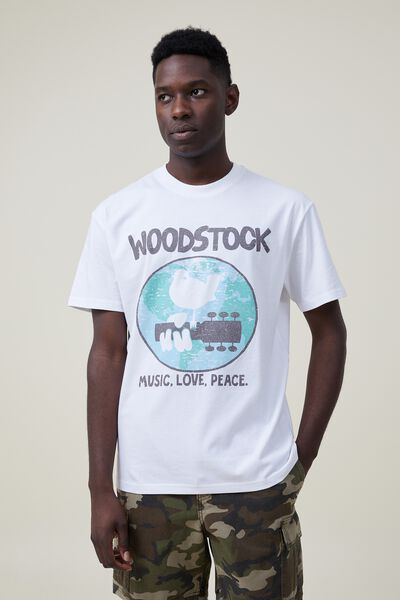 Woodstock Loose Fit T-Shirt, LCN PER VINTAGE WHITE/MUSIC LOVE PEACE