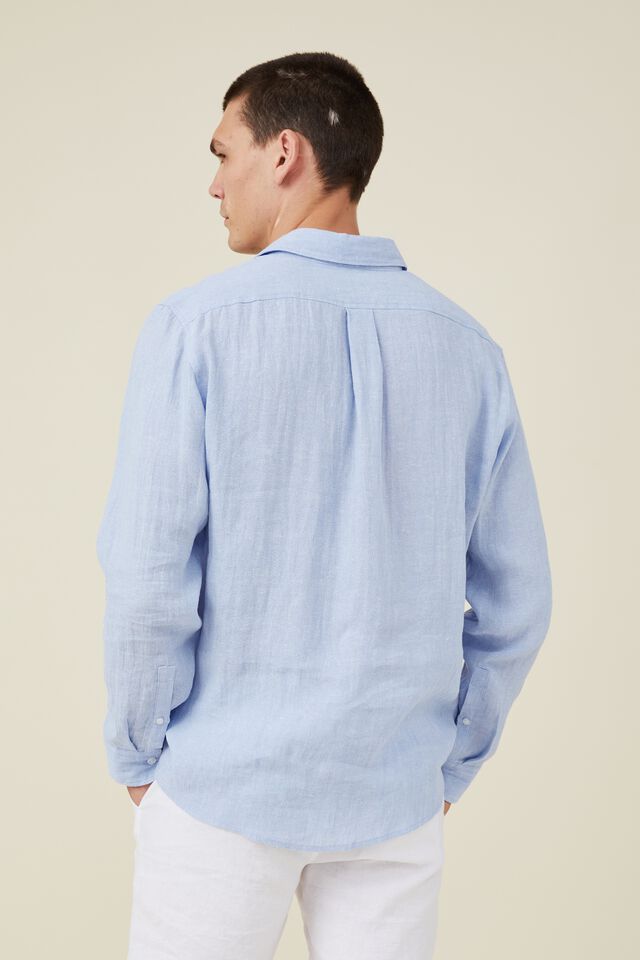 Linen Long Sleeve Shirt, COASTAL BLUE