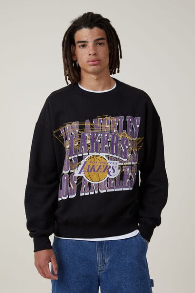 Nba Oversized Sweater, LCN NBA BLACK / LAKERS - LOGO BLASTER