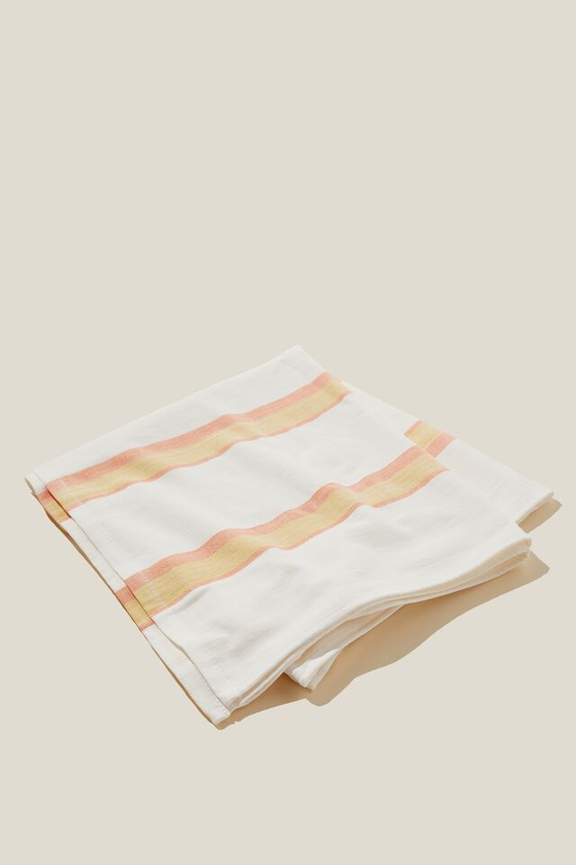 Beach Towel, VINTAGE WHITE/YELLOW/ORANGE STRIPE