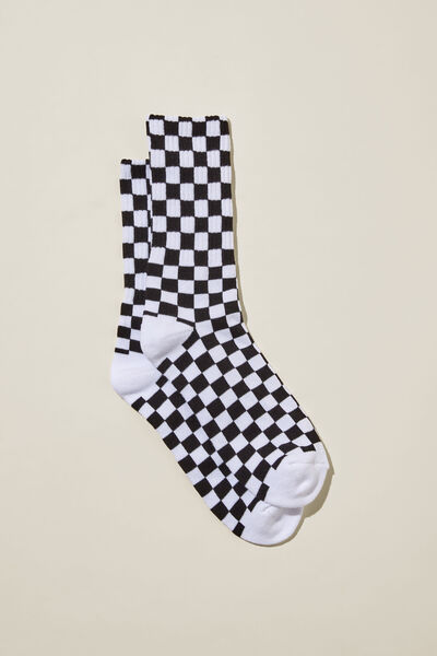 Graphic Sock, BLACK/WHITE/CHECKERBOARD