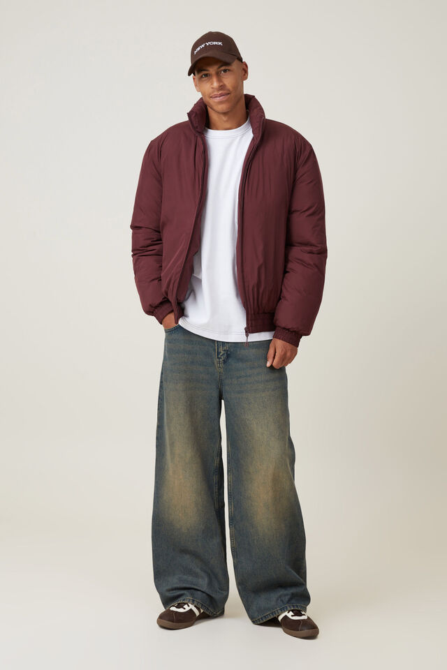 Jaqueta - Recycled Puffer Relaxed Bomber, CRANBERRY