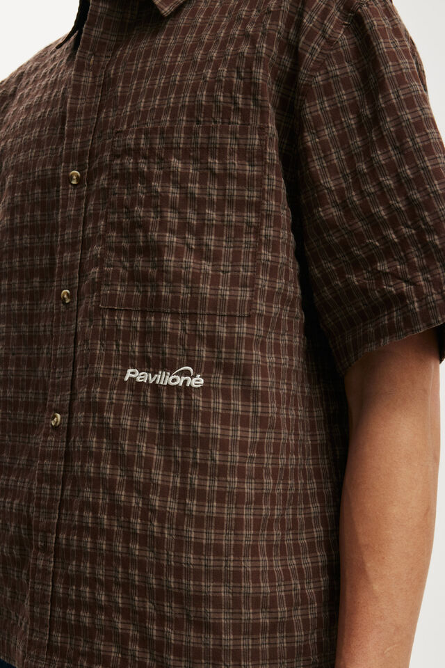 Camisas - Darcy Short Sleeve Shirt, BROWN MINI GRID CHECK