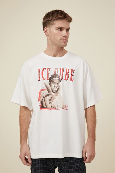 Oversized Vintage T-Shirt, LCN MT VINTAGE WHITE/ICE CUBE
