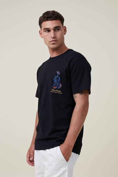 Camiseta - Loose Fit Art T-Shirt, BLACK/HARLEM COURTS