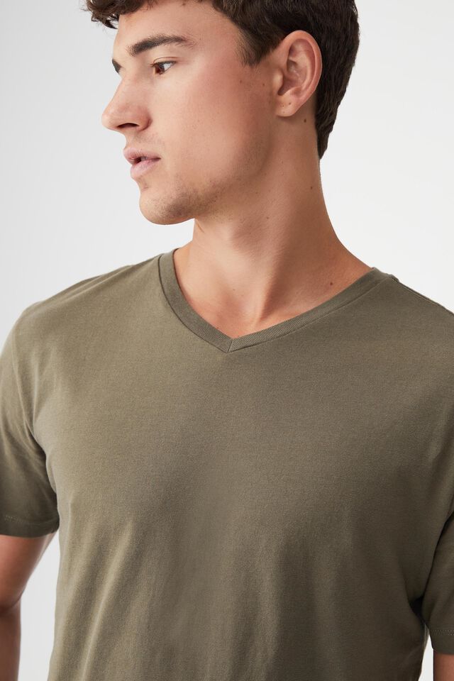 Organic V-Neck T-Shirt, MILITARY