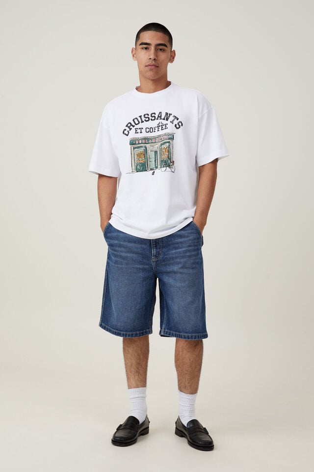Box Fit Graphic T-Shirt, WHITE/BOULANGERIE