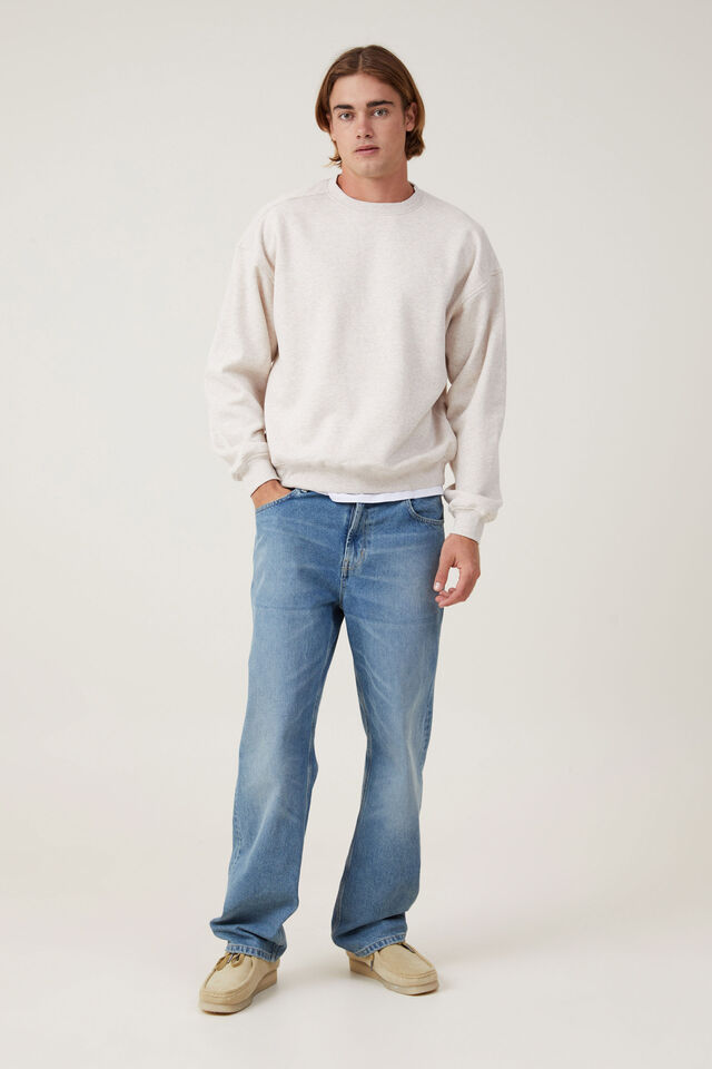 Box Fit Crew Sweater, OATMEAL MARLE