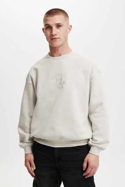 Box Fit Graphic Crew Sweater, SMOKE/PROPERTY OF