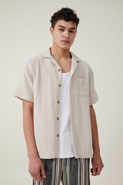 Camisas - Palma Short Sleeve Shirt, ECRU