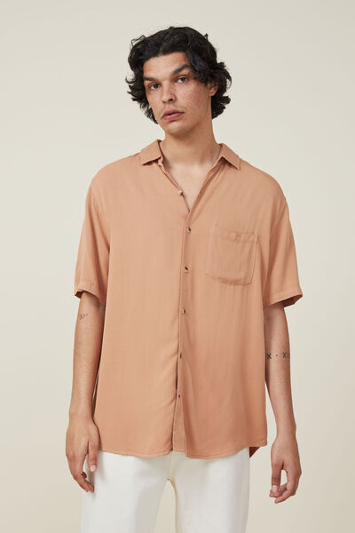 Camisas - Cuban Short Sleeve Shirt, GOLDEN OAK
