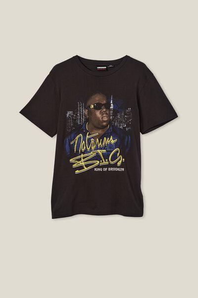 Tbar Collab Music T-Shirt, LCN MT WASHED BLACK/BIGGIE - KING OF BROOKLYN