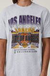 NBA Los Angeles Lakers Loose Fit T-Shirt, LCN NBA LIGHT GREY MARLE/LAKERS -CITYSCAPE - alternate image 4