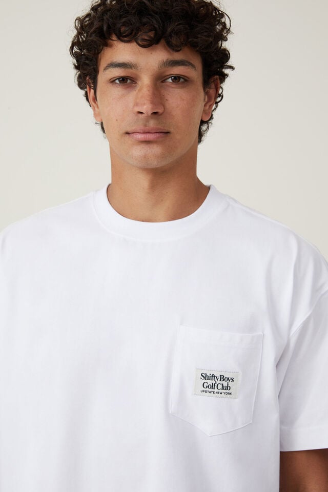 Shifty Boys Pocket T-Shirt, WHITE / SHIFTY BOYS PIP