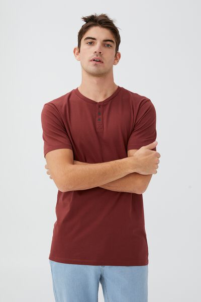Organic Henley T-Shirt, VINTAGE RED