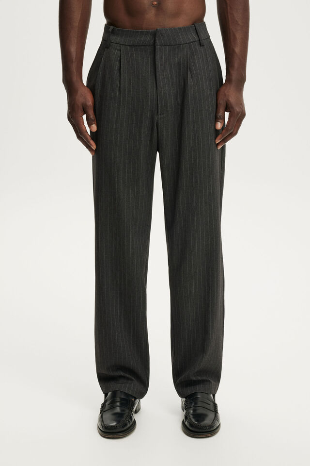 Baggy Pleated Pant, DARK CHARCOAL PINSTRIPE
