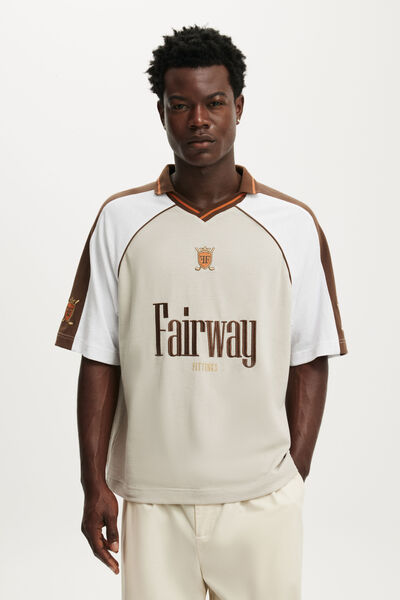 Cropped Graphic Polo, STONE