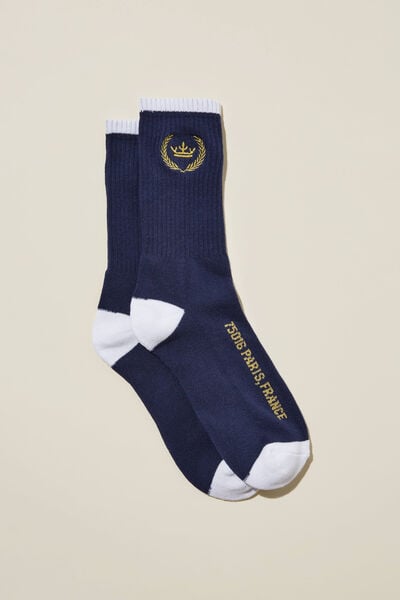 Graphic Sock, NAVY/GOLD/CREST