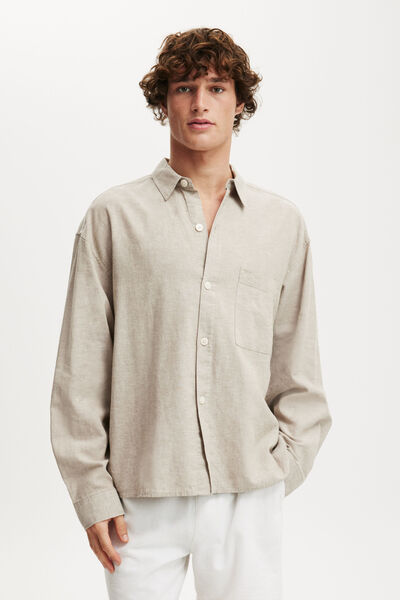 Eli Long Sleeve Shirt, TEXTURED OATMEAL