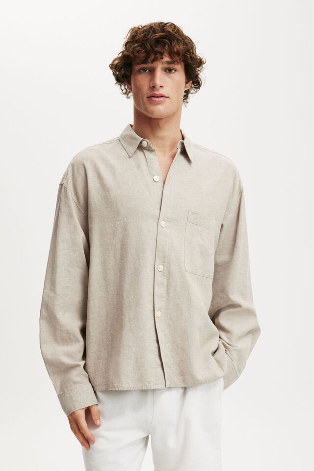 Eli Long Sleeve Shirt, TEXTURED OATMEAL