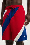Baggy Swim Short, RED NAUTICAL DIAGONAL STRIPE - example image 2