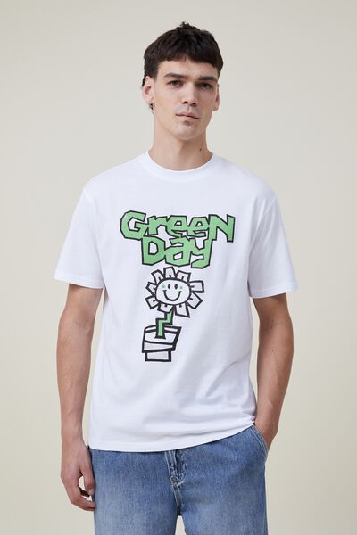 Premium Loose Fit Music T-Shirt, LCN WMG WHITE/GREEN DAY - KERPLUNK FLOWER