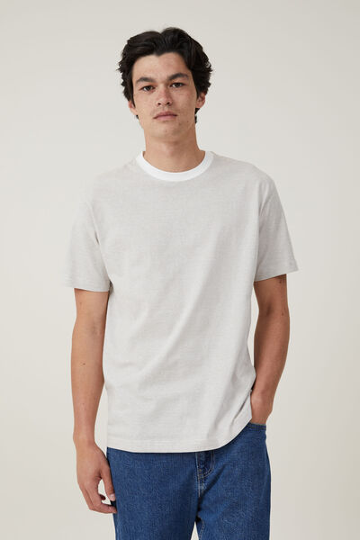 Graduate T-Shirt, TAUPE / VINTAGE WHITE MICRO STRIPE