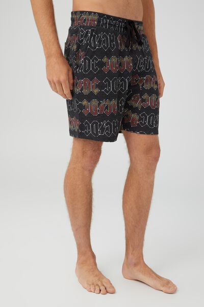 Lounge Short, LCN PRO WASHED BLACK/ACDC- BLOW UP YOUR VIDEO