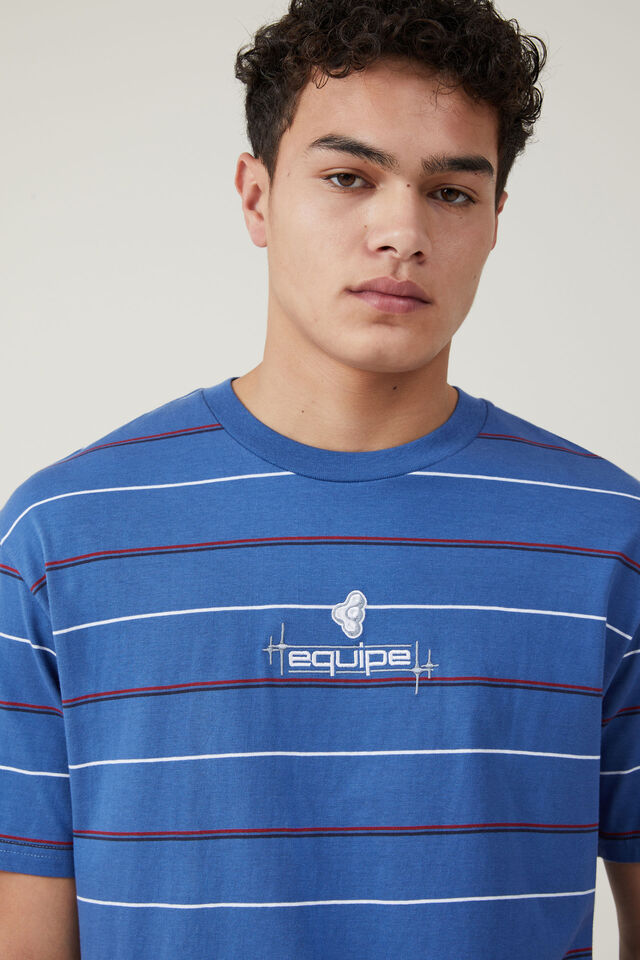 Camiseta - Loose Fit T-Shirt, ROYAL BLUE EASY STRIPE / EQUIPE