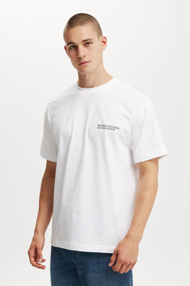 Box Fit Easy T-Shirt, WHITE/BECKLEY MONOCHROME CURATED