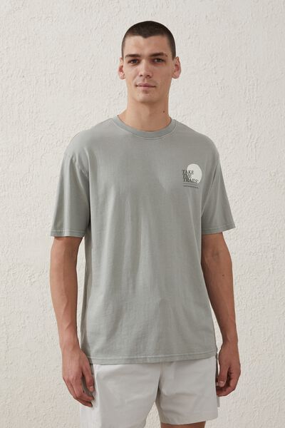 Active Graphic Tee, MISTY GREEN / TAKE THE TRAILS