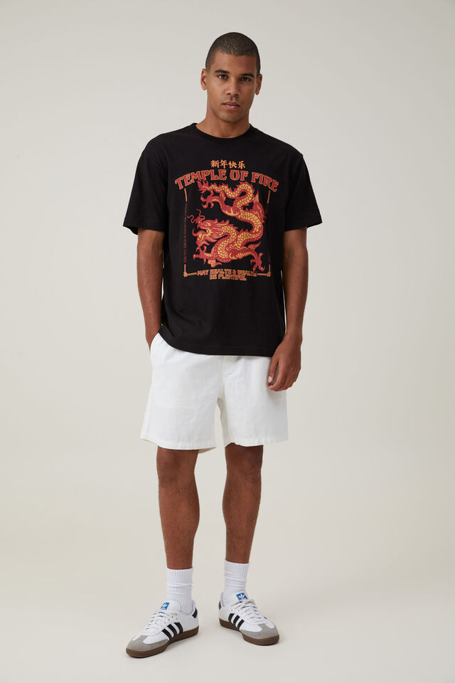 Loose Fit Cny Graphic T-Shirt, BLACK/TEMPLE DRAGON