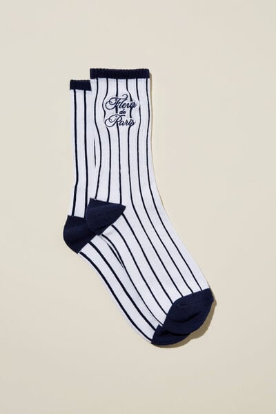 Graphic Sock, WHITE/NAVY/FLEUR DE PARIS