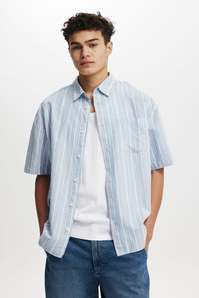 Relaxo Short Sleeve Shirt, VISTA BLUE STRIPE