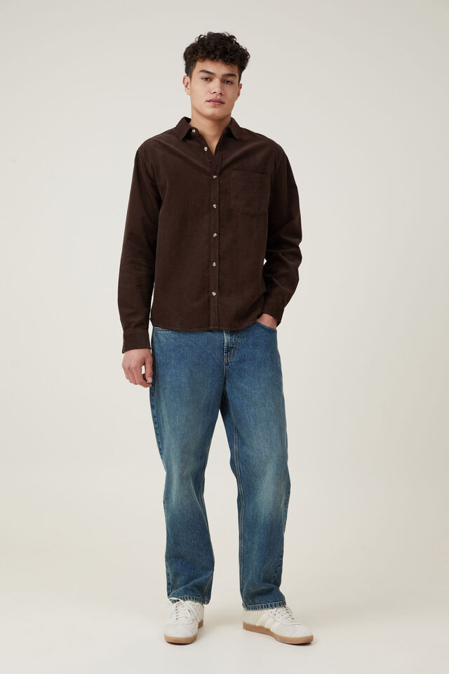 Portland Long Sleeve Shirt, CIGAR BROWN CORD
