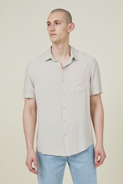 Camisas - Cuban Short Sleeve Shirt, STONE