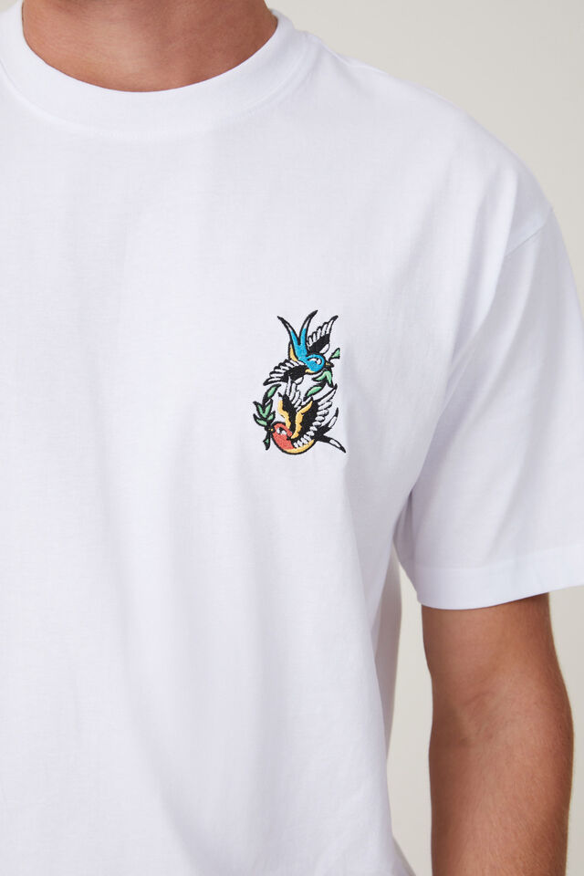 Loose Fit Art T-Shirt, WHITE / SWALLOWS
