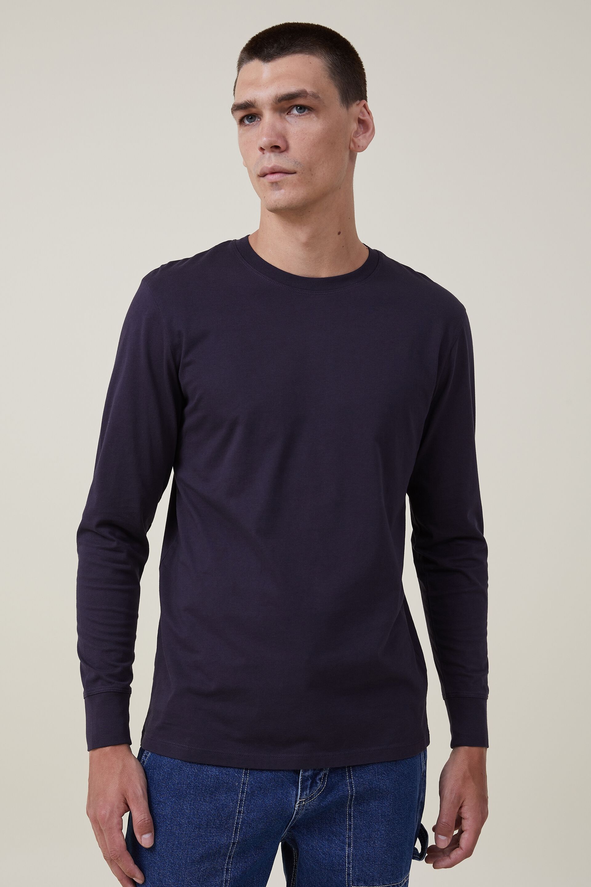 Men Tops & T-Shirts | Organic Long Sleeve T-Shirt - HA90763