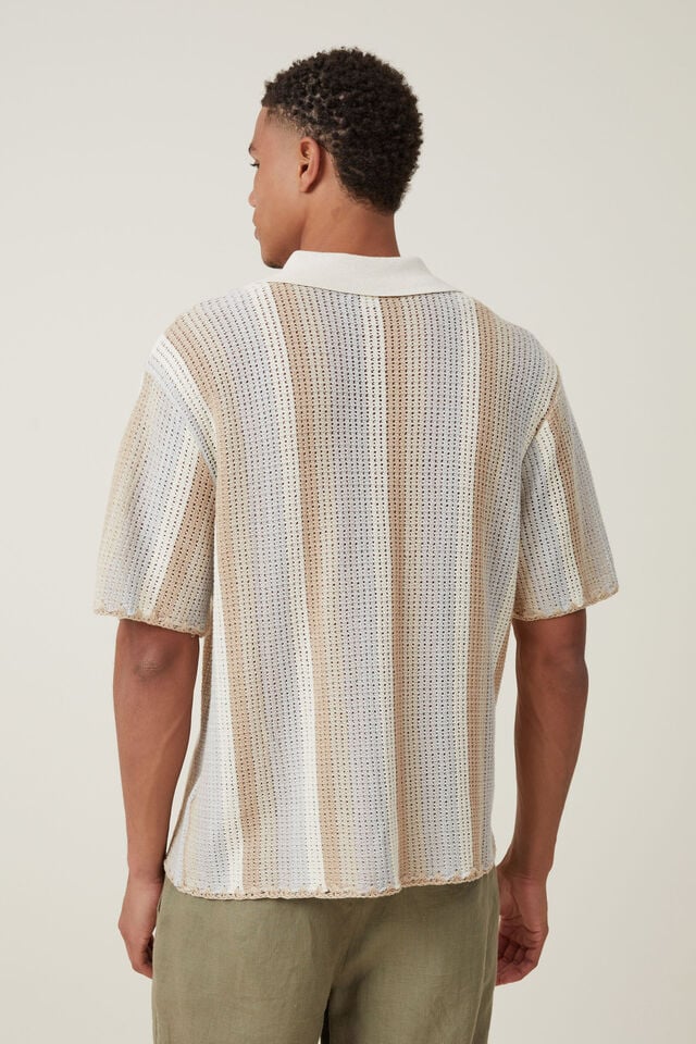 Pablo Short Sleeve Shirt, CREAM VERT STRIPE