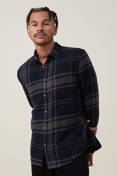 Camisas - Camden Long Sleeve Shirt, BLACK GREY CHECK