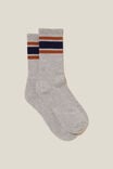 Essential Sock, GREY MARLE/RUST/NAVY TRIPLE STRIPE - alternate image 1