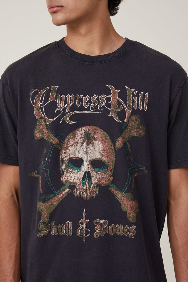 Cypress Hill Premium Loose Fit Music T-Shirt, LCN PRO BLACK/CYPRESS HILL - SKULL BONES