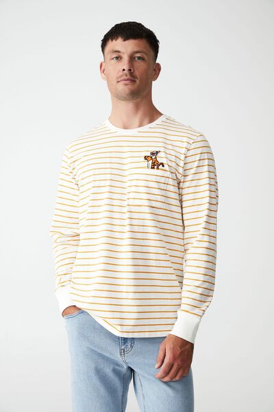 Tbar Collab Long Sleeve T-Shirt, LCN DIS GOLDEN YELLOW SIMPLE STRIPE / TIGGER