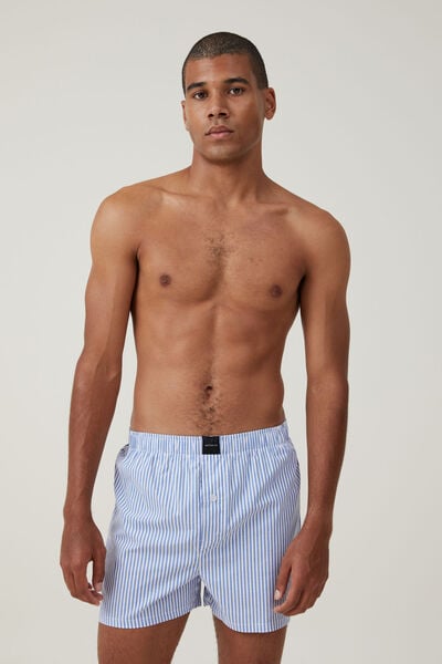 GAP Man's White/Blue Three-pack stretch organic cotton boxer shorts