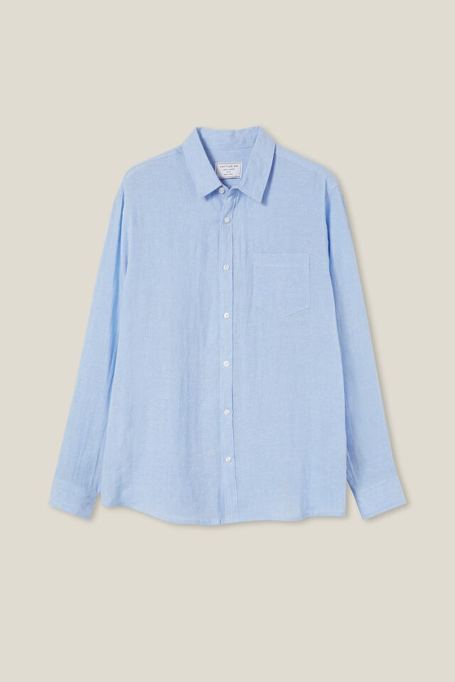 Linen Long Sleeve Shirt, COASTAL BLUE