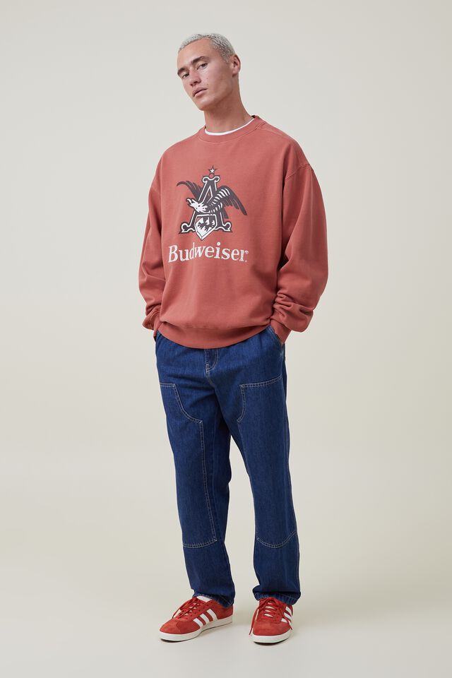 Budweiser Oversized Crew Sweater, LCN BUD BRUSCHETTA RED/A & EAGLE