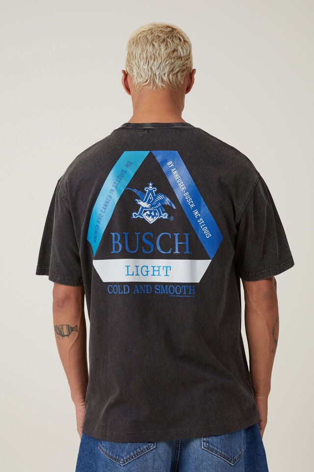 Busch Light Loose Fit T-Shirt, LCN BUD WASHED BLACK/BUSCH LIGHT - LOGO