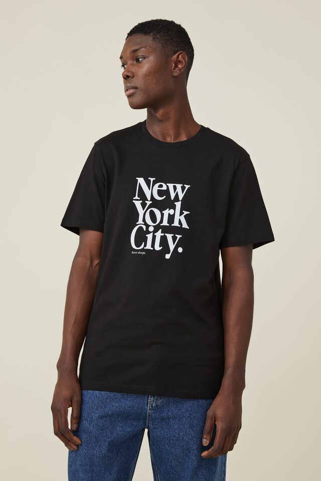 Tbar Text T-Shirt, BLACK/NEW YORK CITY STACK